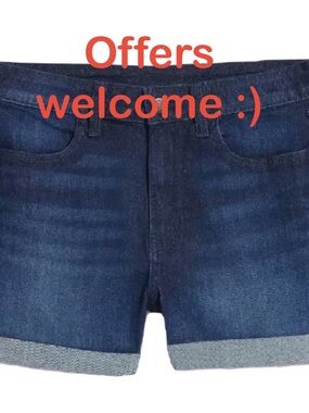 Dark Wash Denim Cuffed Shorts
